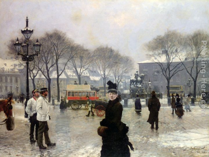 Paul Gustave Fischer A Winter's Day on Kongens Nytorv Copenhagen